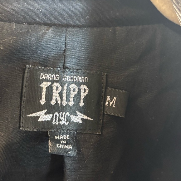 TRIPP NYC Sz M Silver Glitter Metallic Biker Moto Style Jacket Zipper Closure - Picture 3 of 15